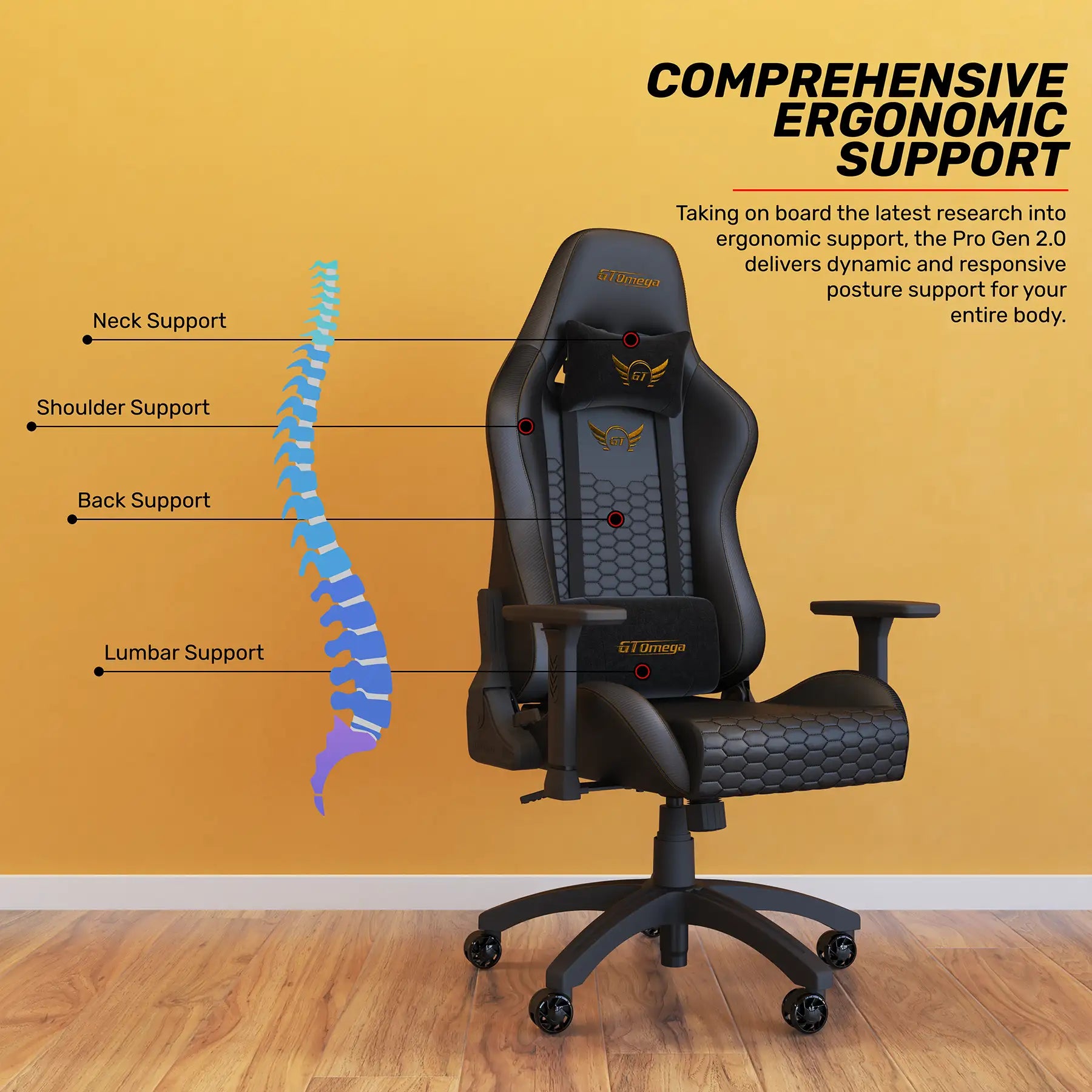PRO Series Gen 2.0 Leather and Fabric Gaming Chairs GT Omega
